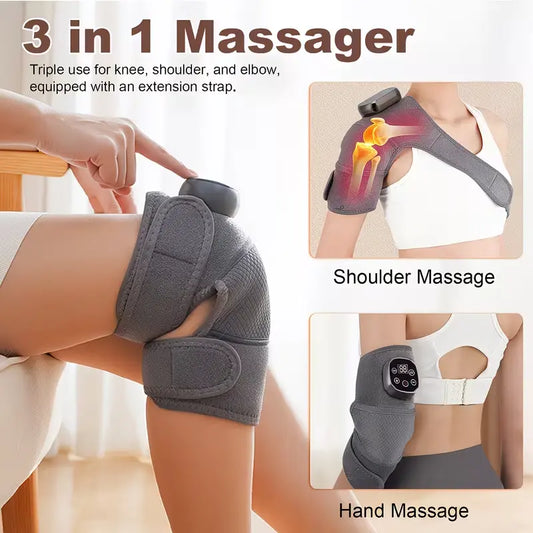 Wireless Heated Knee Massager with Multiple Modes; Electric Heated Elbow and Shoulder Support; Adjustable Massage Temperature; Portable Relaxation and Warming Massager; a Heartwarming Gift for Your Husband or Elders. Cordless Modes