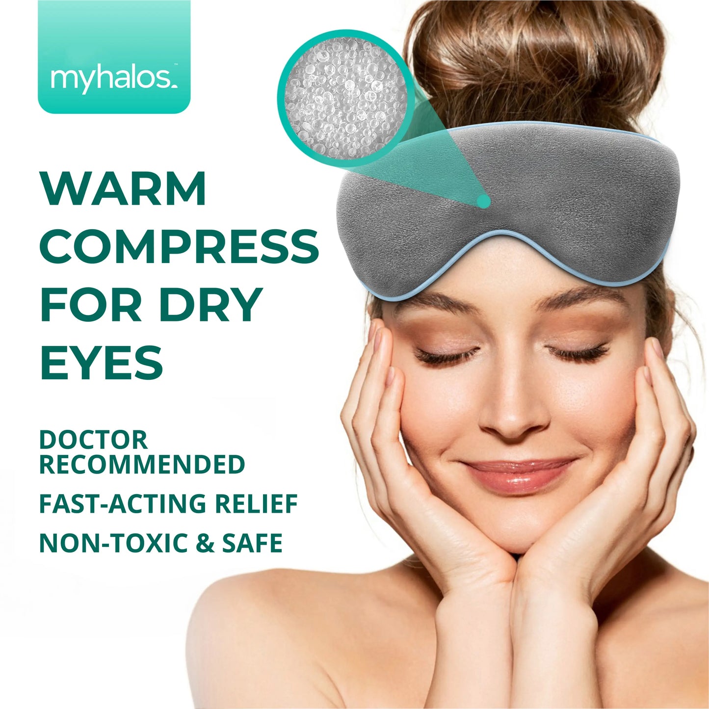 Myhalos Heated Eye Mask for Dry Eyes – Moist Heat Steam Warm Compress for Styes, Chalazion & Eye Strain Relief | Washable, Reusable & Microwavable