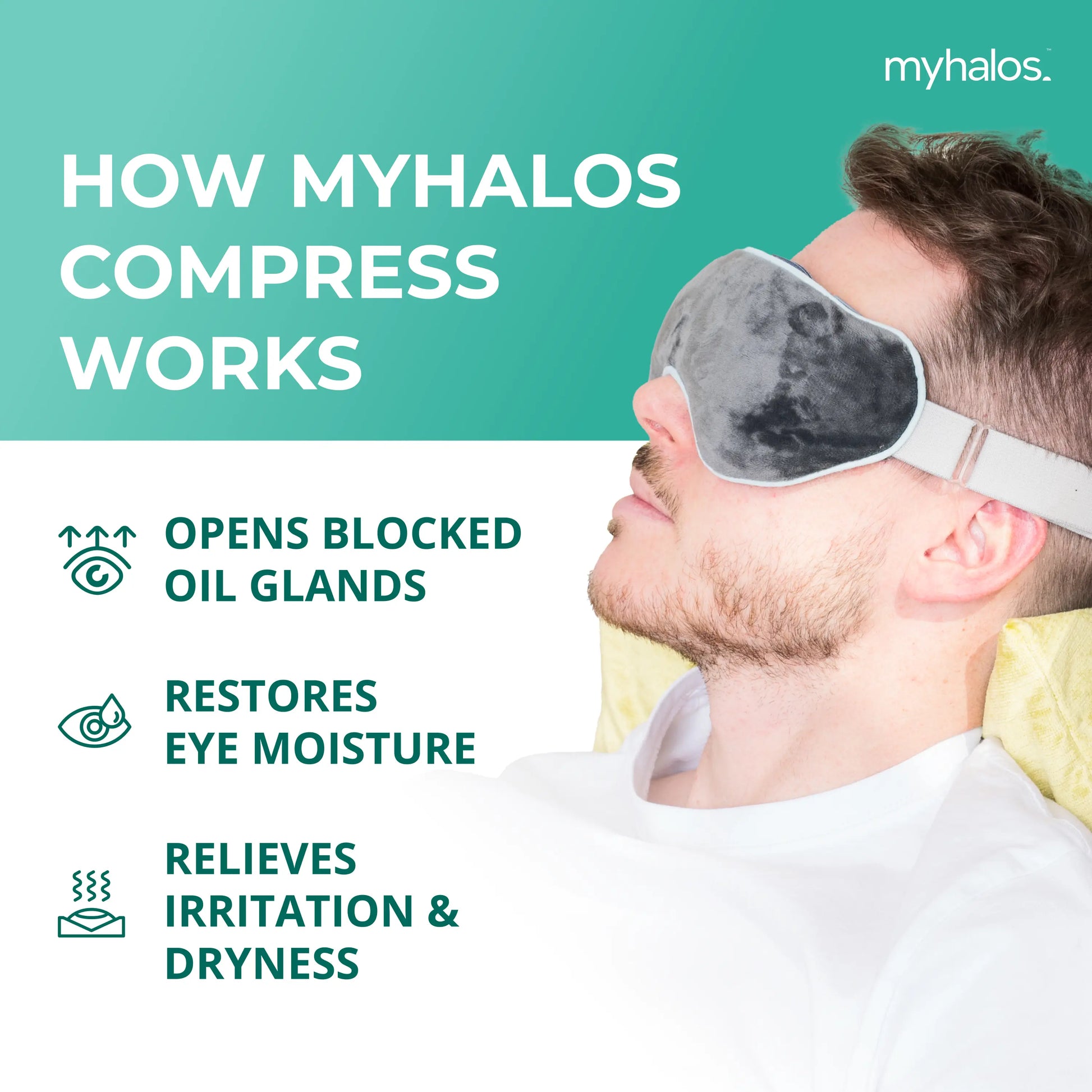 Myhalos Heated Eye Mask for Dry Eyes – Moist Heat Steam Warm Compress for Styes, Chalazion & Eye Strain Relief | Washable, Reusable & Microwavable