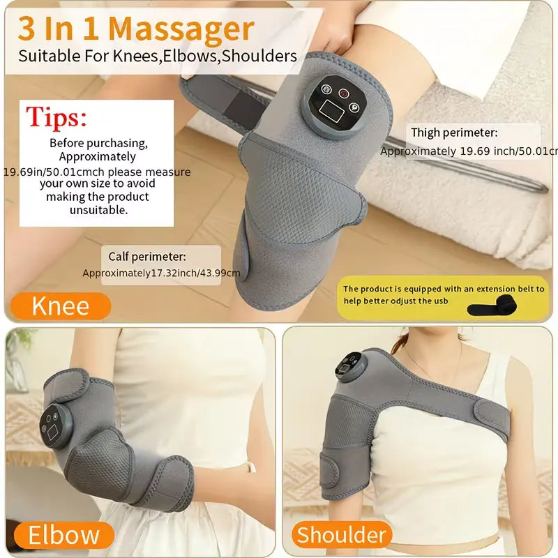 Wireless Heated Knee Massager with Multiple Modes; Electric Heated Elbow and Shoulder Support; Adjustable Massage Temperature; Portable Relaxation and Warming Massager; a Heartwarming Gift for Your Husband or Elders. Cordless Modes