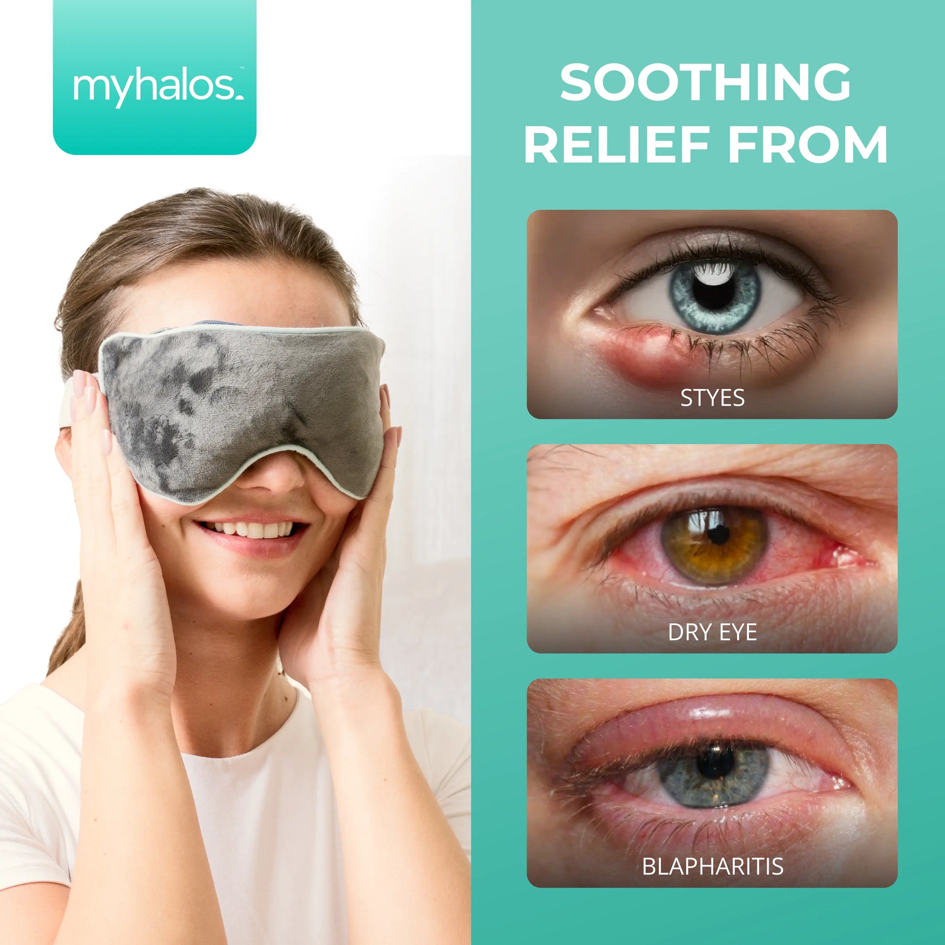 Myhalos Heated Eye Mask for Dry Eyes – Moist Heat Steam Warm Compress for Styes, Chalazion & Eye Strain Relief | Washable, Reusable & Microwavable