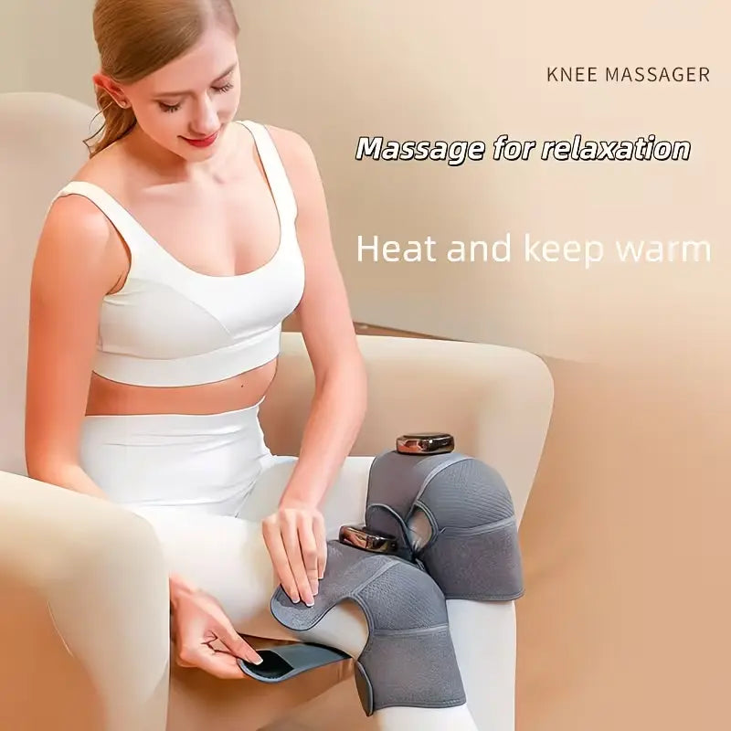 Wireless Heated Knee Massager with Multiple Modes; Electric Heated Elbow and Shoulder Support; Adjustable Massage Temperature; Portable Relaxation and Warming Massager; a Heartwarming Gift for Your Husband or Elders. Cordless Modes