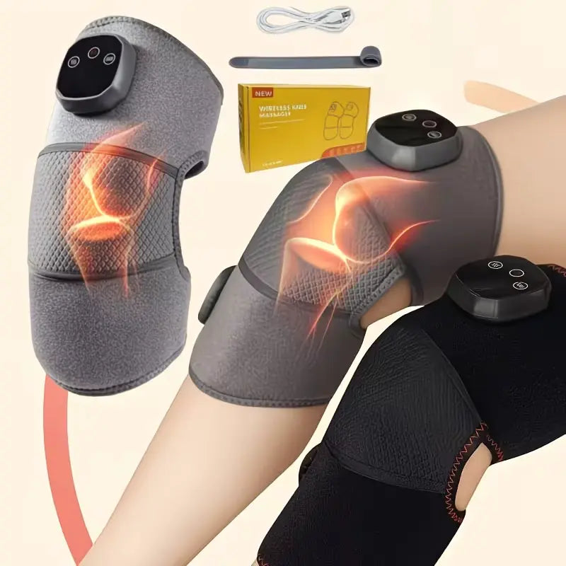 Wireless Heated Knee Massager with Multiple Modes; Electric Heated Elbow and Shoulder Support; Adjustable Massage Temperature; Portable Relaxation and Warming Massager; a Heartwarming Gift for Your Husband or Elders. Cordless Modes