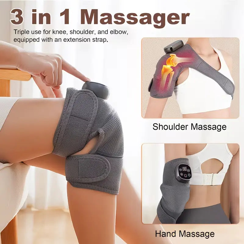 Wireless Heated Knee Massager with Multiple Modes; Electric Heated Elbow and Shoulder Support; Adjustable Massage Temperature; Portable Relaxation and Warming Massager; a Heartwarming Gift for Your Husband or Elders. Cordless Modes