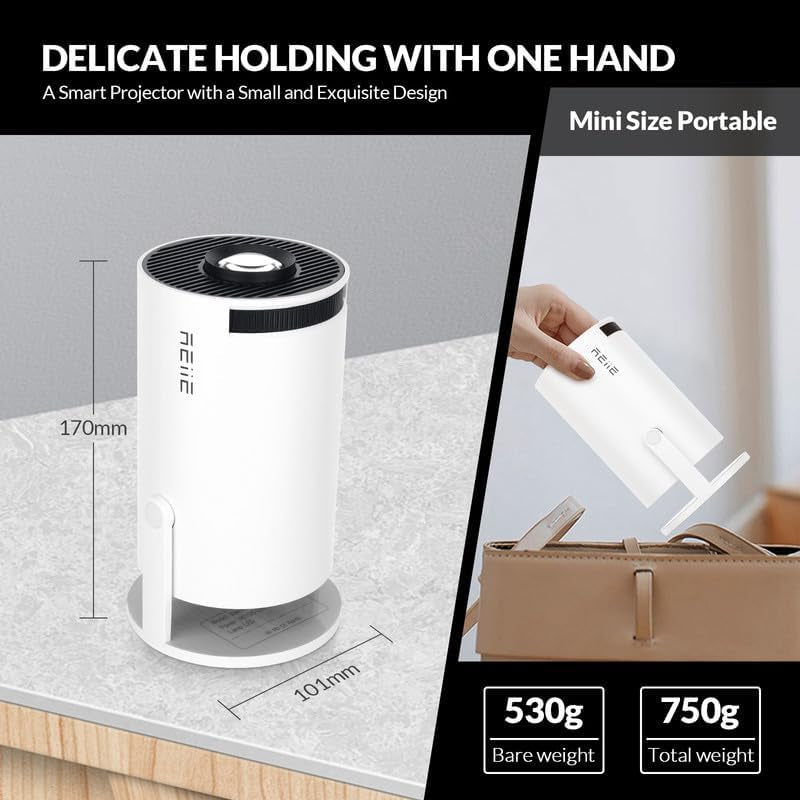 2025 Upgraded HY300 PRO+ Mini Portable Projector,Smart Projector with Android 11.0, 200 ANSI Lumens, Short Focus, Wifi6 + BT5.0, Support 4K 1080P Decoding, for Outdoor Camping,Home Theater
